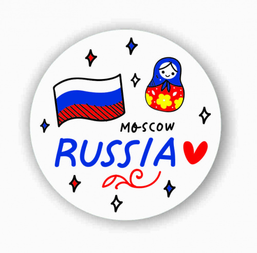 Магнит "Moscow. Russia", закатной, 56 мм - Магниты Москва
