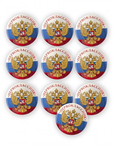 Набор значков "Первоклассник. Герб", закатные, 38 мм, 10 шт - Значки Москва