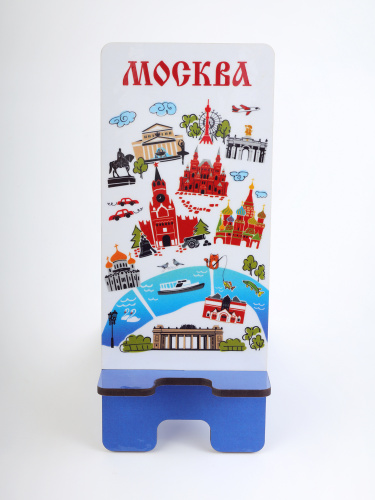 Подставка для телефона "Москва. Карта города", дерево фото 2