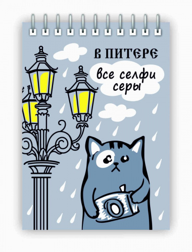 Блокнот на пружине "В Питере все селфи серы", 148х105 мм