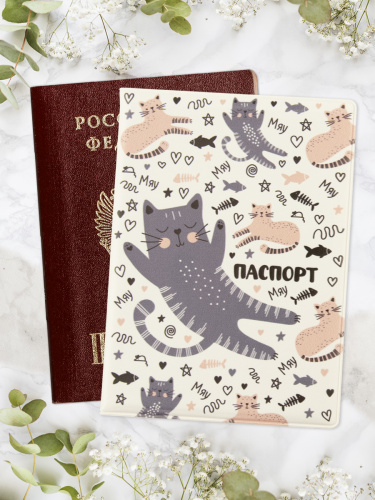 Обложка для паспорта "№1 "Котики" - Обложки для документов Москва